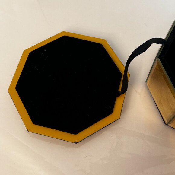 Cynthia Rowley New York Mirrored Beveled Glass Jewelry Trinket Box Golden Octago - Picture 6 of 16